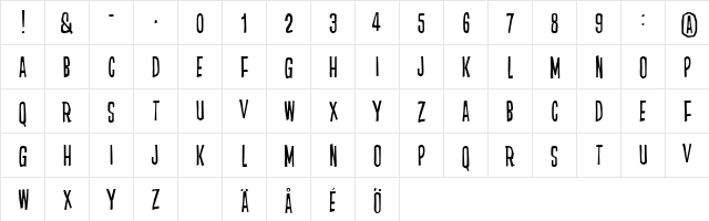 Nuderflaken Regular  glyph index