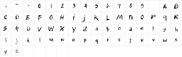 CF White Trash Regular  glyph index