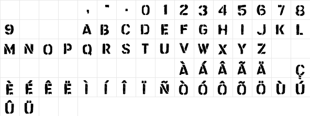CF Trash Zone Regular  glyph index