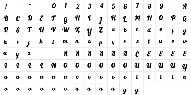 Light Beach Regular  glyph index