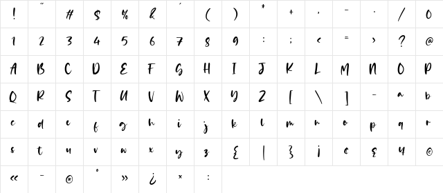 Daily Feather Regular  glyph index