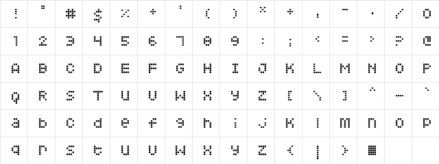 Squarodynamic 08 Regular  glyph index