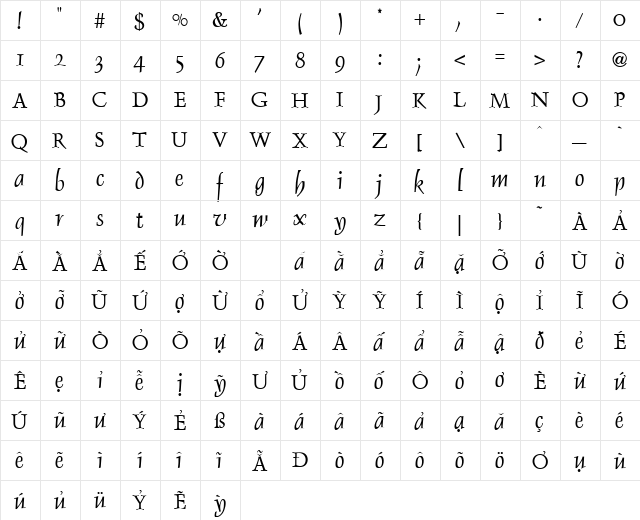 VPS Hai Ninh Regular  glyph index