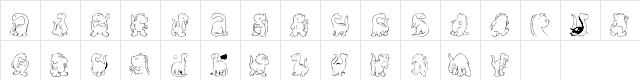 KR Nicky's Dinos Regular  glyph index