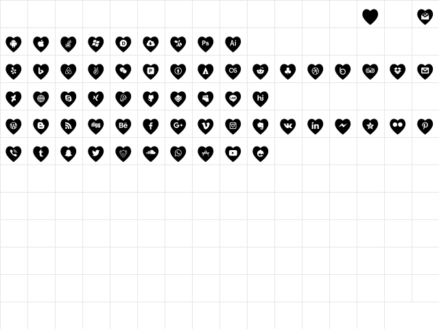 love social media Regular  glyph index