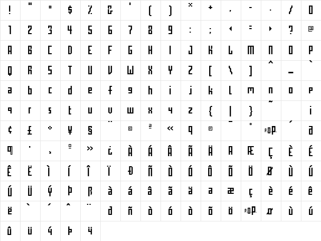 Pop Pop  glyph index