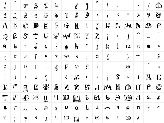Puchakhon Light 01 Regular  glyph index
