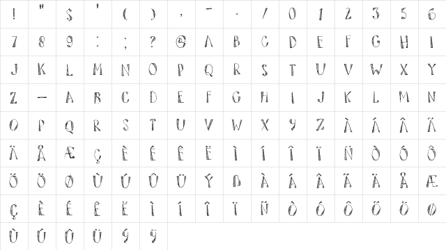 DK Tartufo Regular  glyph index