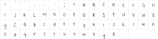 Bean Regular  glyph index