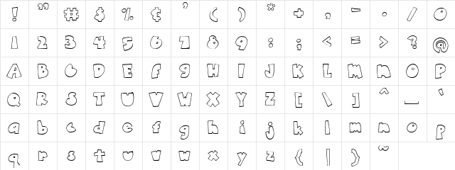 PC Chubby Regular  glyph index