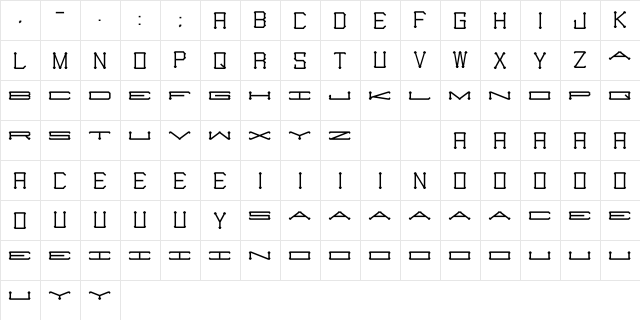 Slugger Monogram Regular  glyph index