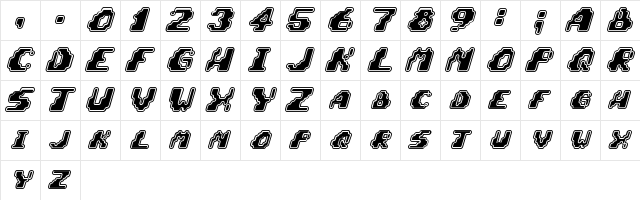 Zero Velocity BRK Regular  glyph index