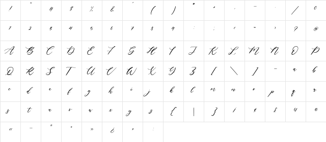 Lavineta Regular  glyph index
