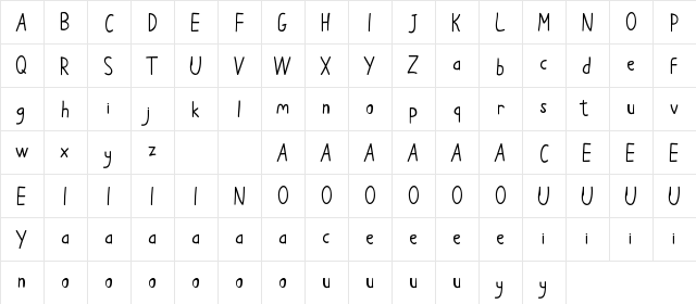 Telly Humble DEMO Sans Regular  glyph index