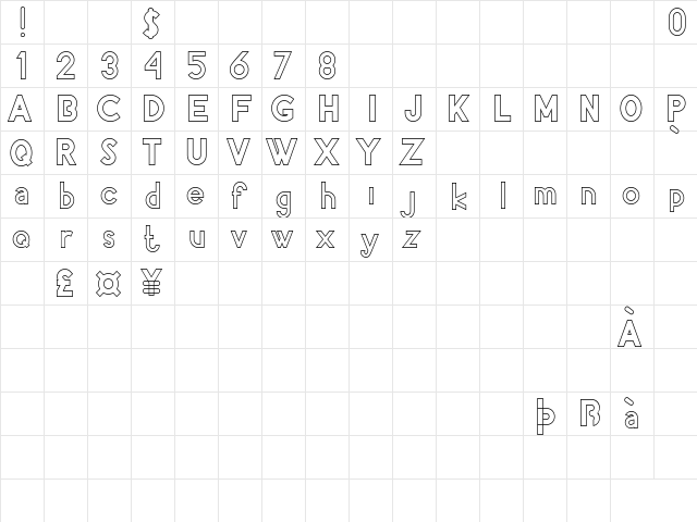 Pacitan Enem Demo Regular  glyph index