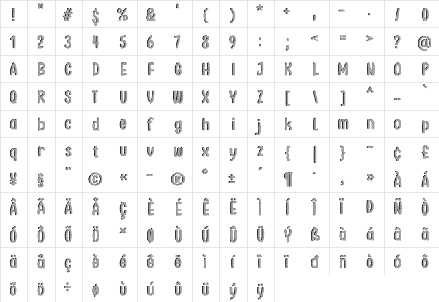 Stripe Shadow October Seven Regular  glyph index