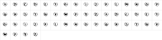KR Paper Hearts Regular  glyph index