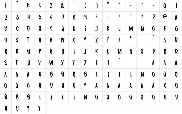 FB-MommaHero1 Regular  glyph index