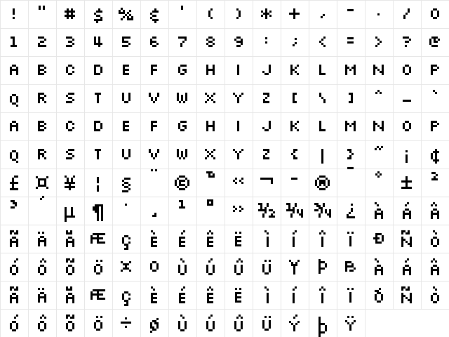 UF Silkscreen x Regular  glyph index