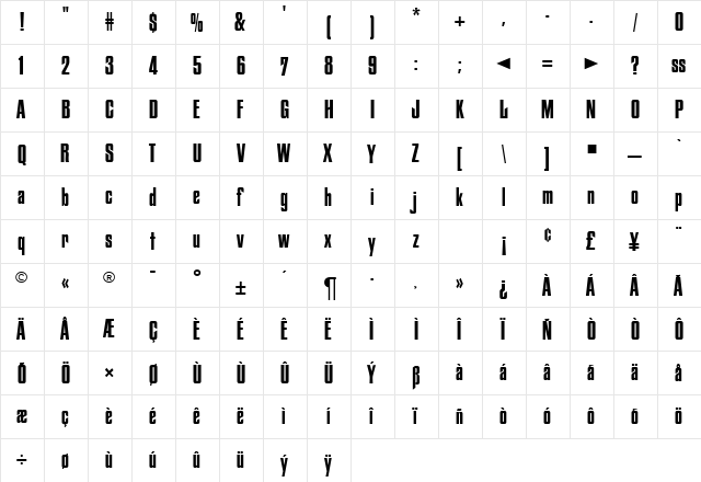 Fiord DB Regular  glyph index