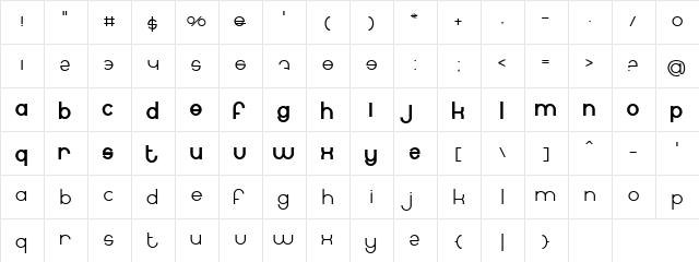 BN Internet Regular  glyph index