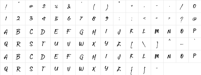 KOBAR FONT Regular  glyph index