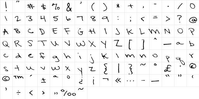 Gina Regular  glyph index