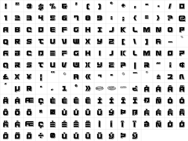 Defcon Zero Punch Regular  glyph index