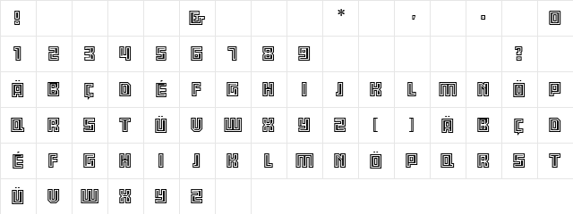 AB Engraved Regular  glyph index