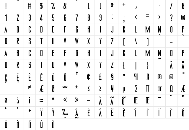 TNG Monitors Plain  glyph index