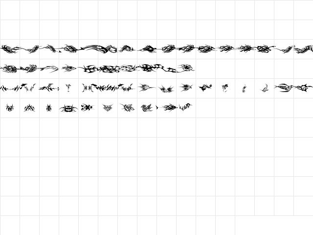 tribalz by marioz Regular  glyph index