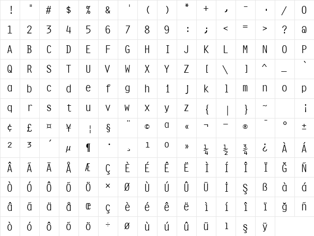 00507 Regular  glyph index