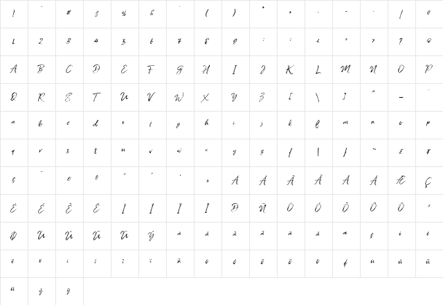 Coldays Memories Brush Regular  glyph index