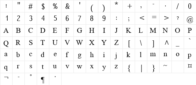 Dai Banna SIL Book Regular  glyph index