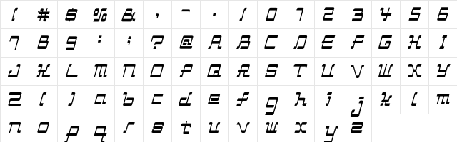 Maniac-AL Regular  glyph index