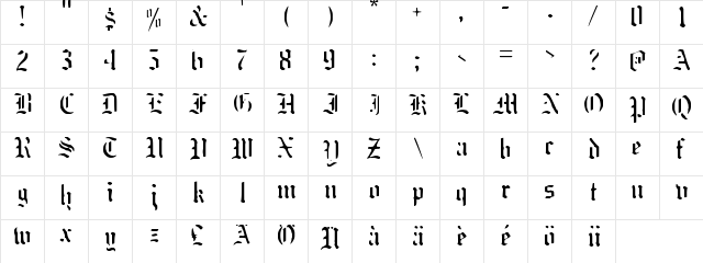 naked monk Regular  glyph index
