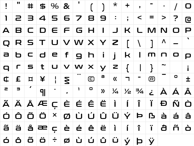 Conthrax SemiBold  glyph index