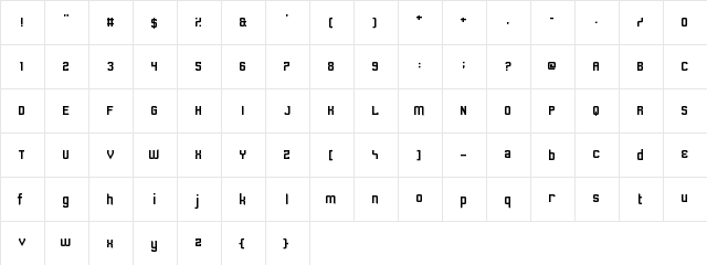 Sawchain Regular  glyph index