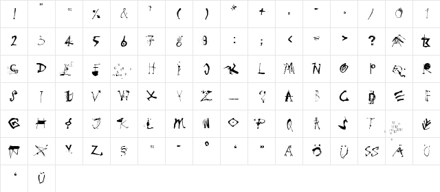 Goodies LT Std A Regular  glyph index