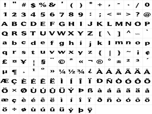 FZ ROMAN 37 WAVEY EX Normal  glyph index