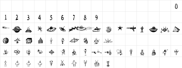 Dimnishing Fonts Regular  glyph index