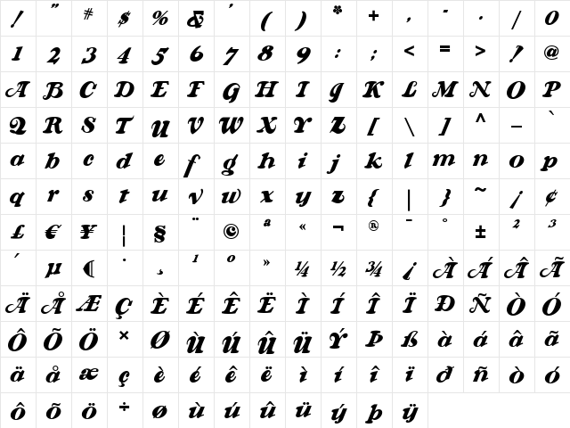 KrazyKracksNF Regular  glyph index