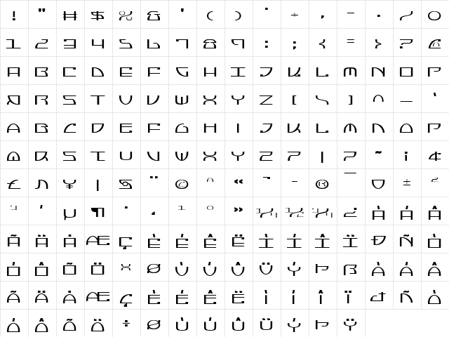 Jumptroops Light Light  glyph index