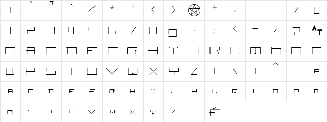 Hozenozzle New Regular  glyph index