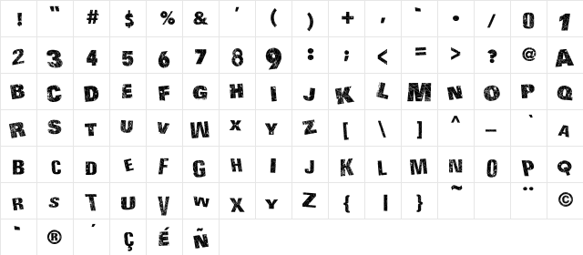 ACTION OF THE TIME Regular  glyph index