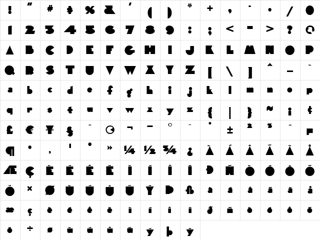 Wagner Silhouette NF Regular  glyph index