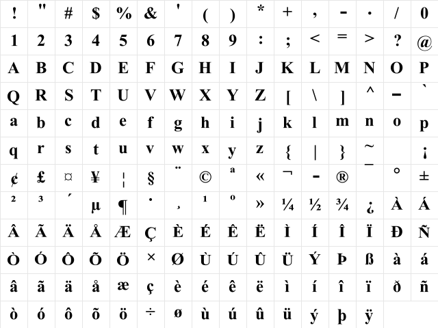 UKIJ Tuz Qara Bold  glyph index