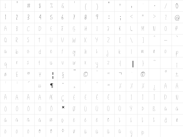 Jeconia Regular  glyph index