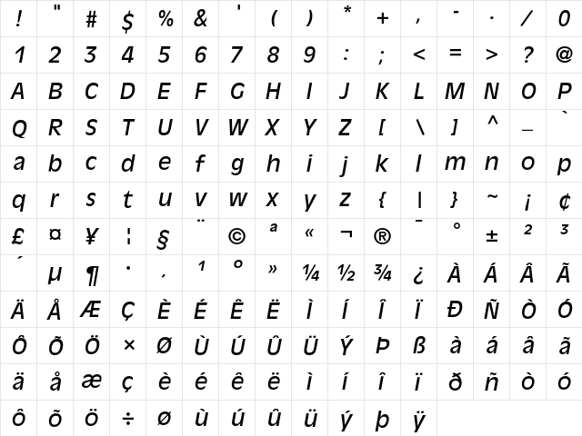 AntiqueOlive Regular  glyph index