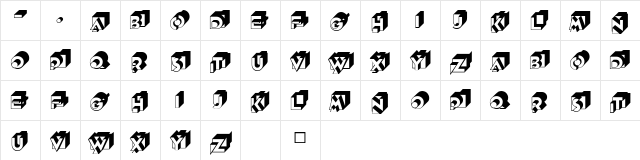 Knockout MF Initials  glyph index